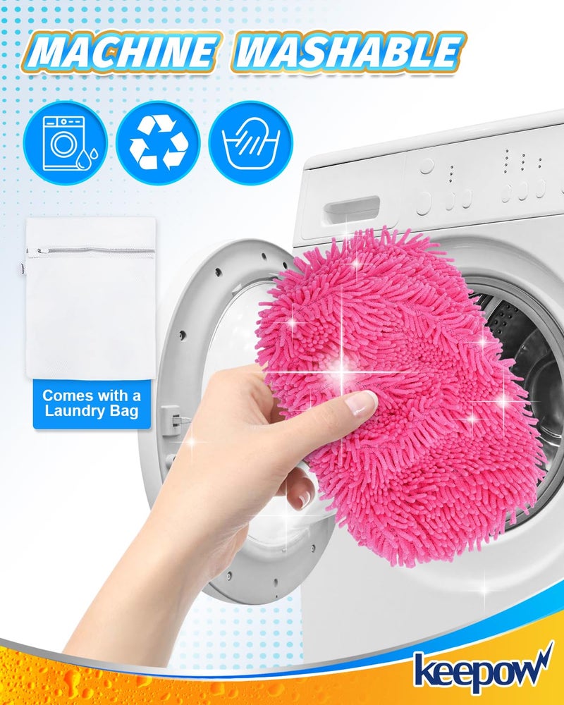 كيباو وسادات ممسحة من الألياف الدقيقة قابلة لإعادة الاستخدام متوافقة مع مكنسة سويفر الوردية - قطعتان من قماش الكنس الجاف الوردي وقماش التطهير الرطب - وسادات مبللة قابلة للغسل لإعادة ملء الأرضيات (الممسحة غير متضمنة) - Image 4